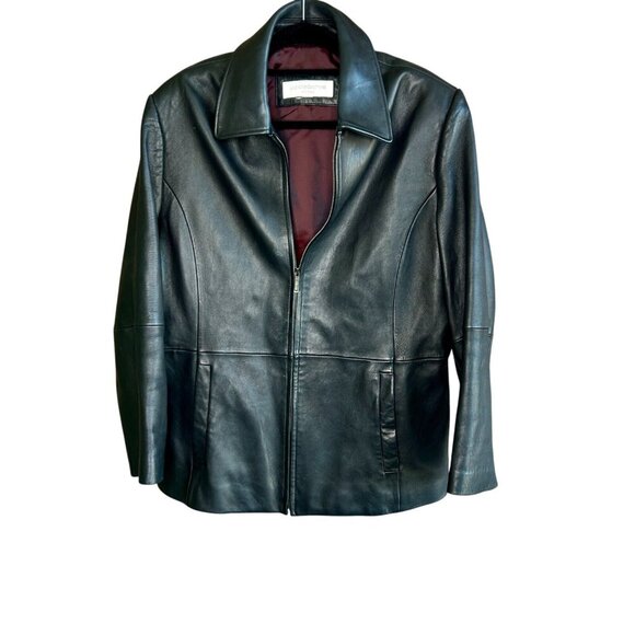 Liz Claiborne Woman Black Glove Soft Leather Full Zip Jacket - Picture 1 of 8